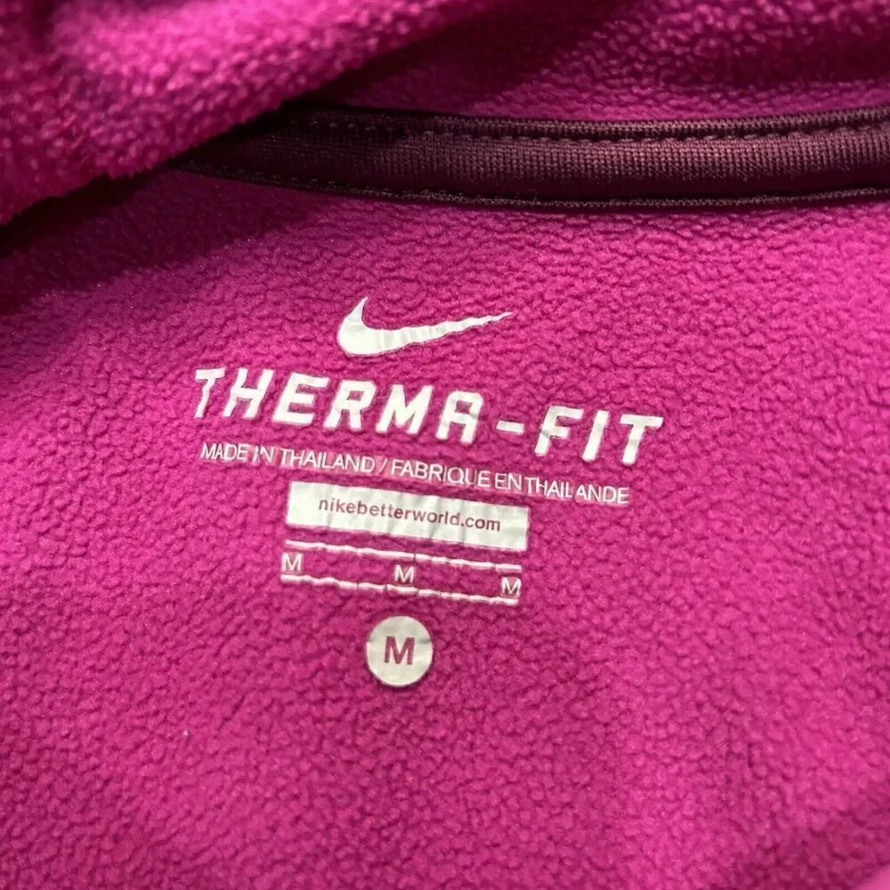 Nike Therma-Fit Hoodie Sweatshirt JUST DO IT Fleece Lined Spell Out Purple M - Picture 3 of 7